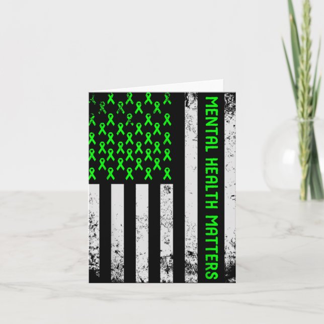 Mental Health S Human Brain Illness Awareness Gree Card (Front)