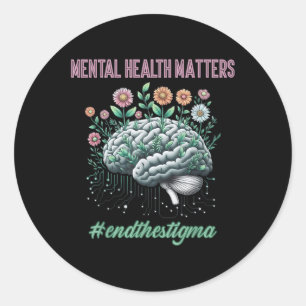 Mental Health S Human Brain Illness Awareness Supp Classic Round Sticker
