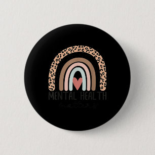 Mental Health S Leopard Boho Rainbow Awareness Mon 6 Cm Round Badge