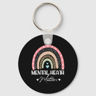 Mental Health S Leopard Print Rainbow Awareness  Key Ring