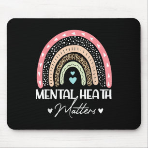 Mental Health S Leopard Print Rainbow Awareness Mouse Pad