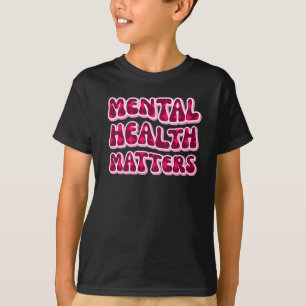 Mental Health S Pink Text Sticker T-Shirt
