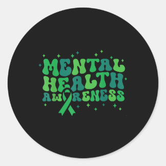 Mental Health S Retro Groovy Mental Health Awarene Classic Round Sticker