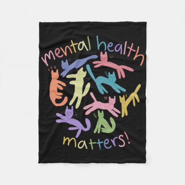 Mental Health S! Sticker  Fleece Blanket (Front)