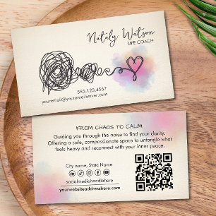Mental Health Scribble to Heart Unraveling Business Card