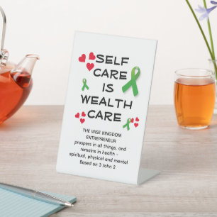 Mental Health SELF CARE WEALTH CARE Christian Pedestal Sign