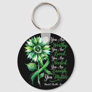 Mental health sunflower support awareness ribbon M Key Ring