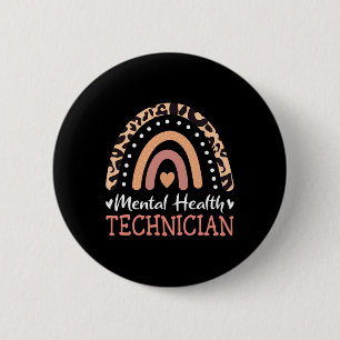 Mental Health Technician Leopard Rainbow  6 Cm Round Badge