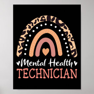 Mental Health Technician Leopard Rainbow Poster
