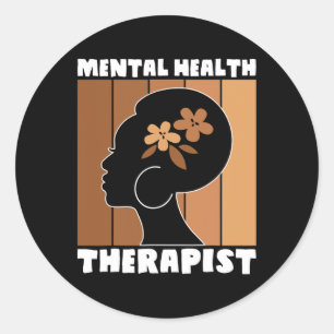 Mental Health Therapist Afro Women Black History M Classic Round Sticker