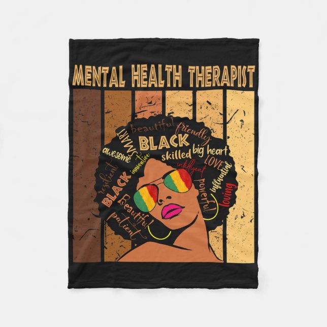 Mental Health Therapist Afro Women Black History M Fleece Blanket (Front)