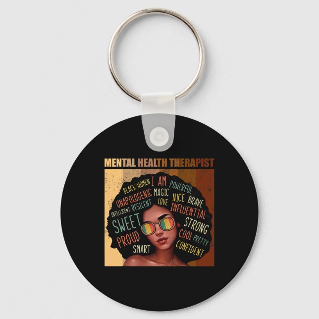Mental Health Therapist Afro Women Black History M Key Ring (Front)