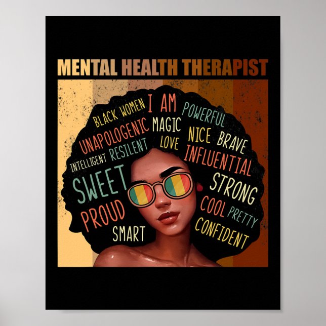 Mental Health Therapist Afro Women Black History M Poster (Front)