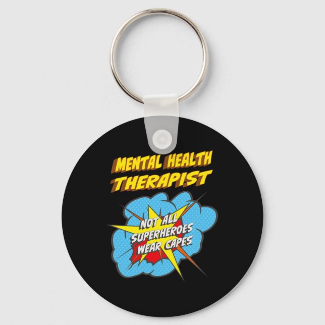 Mental Health Therapist Fun Superhero Job  Key Ring (Front)