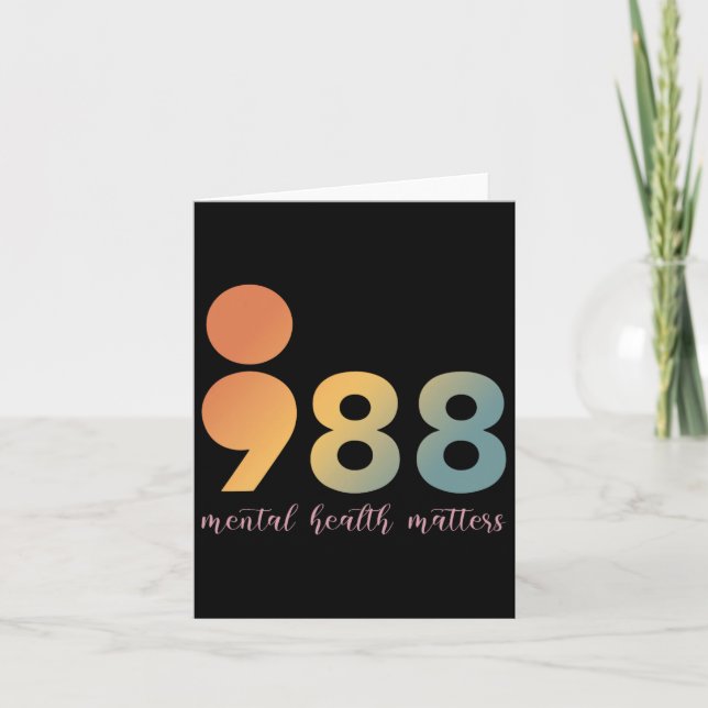 Mental Health Therapy 988 Semicolon Counsellor Pos Card (Front)