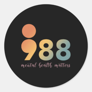 Mental Health Therapy 988 Semicolon Counselor Si Classic Round Sticker