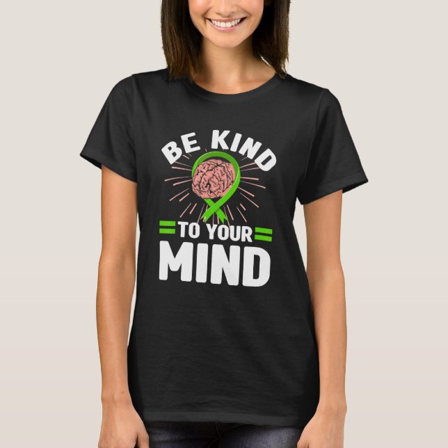 Mental Health Warrior Awareness Month Green Ribbon T-Shirt (Front)