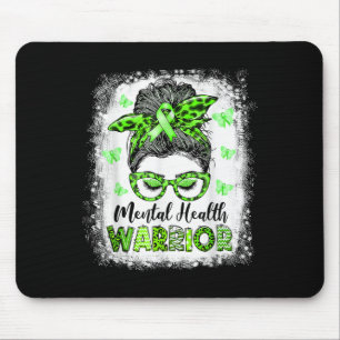 Mental Health Warrior Awareness S Messy Bun Women Mouse Pad
