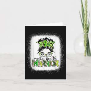 Mental Health Warrior Messy Bun Mental Health Awar Card