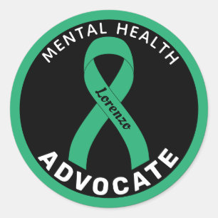 Mental Health Warrior Ribbon Black Round Sticker