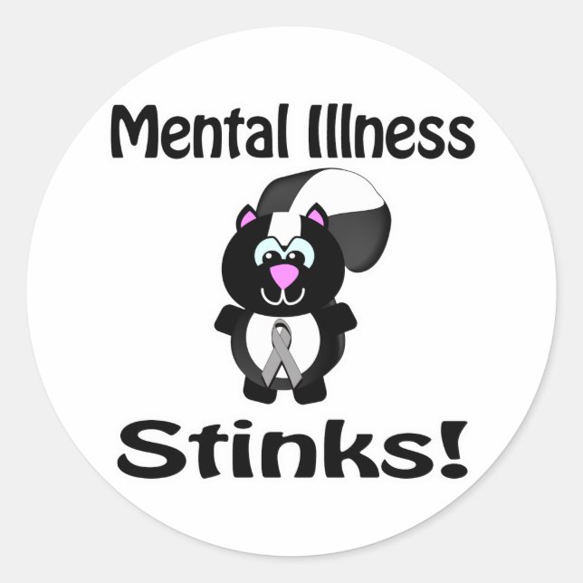 Mental Illness Stinks Skunk Awareness Design Classic Round Sticker (Front)