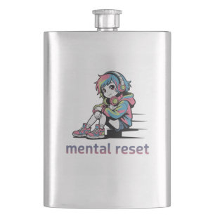 Mental Reset – Chill Anime Streetwear Design Hip Flask