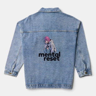 Mental Reset – Soft Anime Mood Tee Denim Jacket