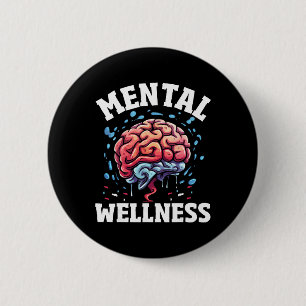Mental Wellness Brain Art Health Design  6 Cm Round Badge