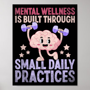Mental Wellness Brain Health Awareness Prevent Art Poster