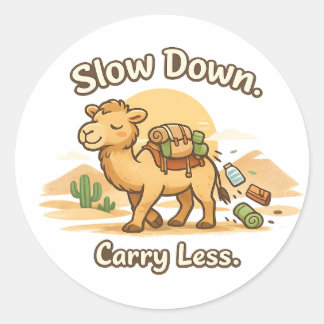 Mental Wellness Month Cozy Camel Illustration Classic Round Sticker