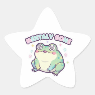 Mentally Gone Frog Sticker Cute Dizzy Frog Meme Ka