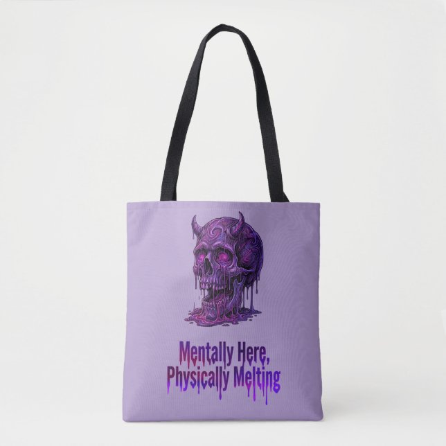 Mentally Here, Physically Melting – Cosmic Skull Tote Bag (Front)