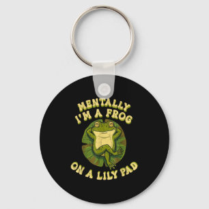 Mentally i'm a frog on a lily pad funny relaxing key ring