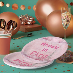 Mentally In Paris Paper Plate