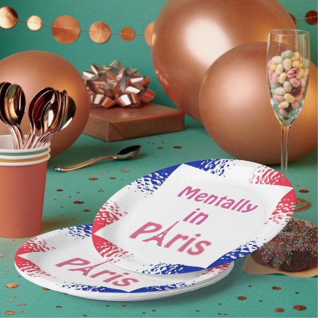 Mentally In Paris Paper Plate (Multi)