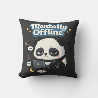 Mentally Offline Panda | Introvert Lo-Fi Aesthetic Cushion