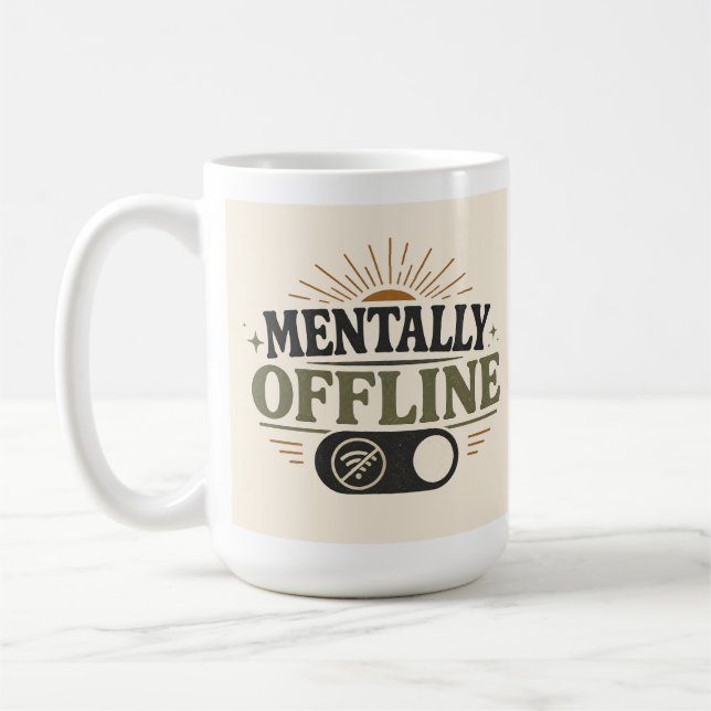 Mentally Offline Retro Introvert Coffee Mug (Left)