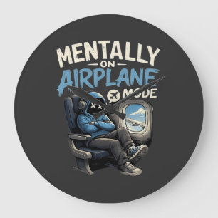 Mentally On Aeroplane Mode Shirt Funny Anime boy Large Clock