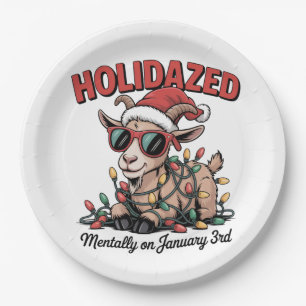 Mentally on January 3rd Funny Christmas Goat Anima Paper Plate