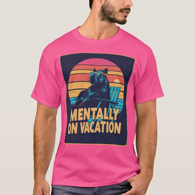 Mentally on Vacation – Retro Sunset T-Shirt (Front)