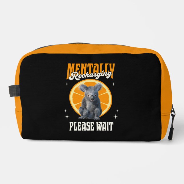 Mentally Recharging Koala Introvert Mood Design Dopp Kit (Front)