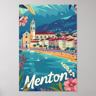 Menton France Famous Vintage Travel Place Poster