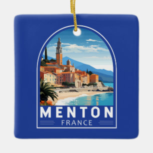 Menton France Travel Art Vintage Ceramic Ornament