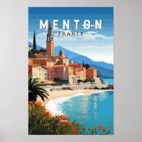 Menton France Travel Art Vintage