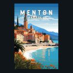 Menton France Travel Art Vintage Poster<br><div class="desc">Menton retro vector travel design. Menton is a town on the French Riviera in southeast France. It’s known for beaches and gardens such as the Serre de la Madone garden.</div>