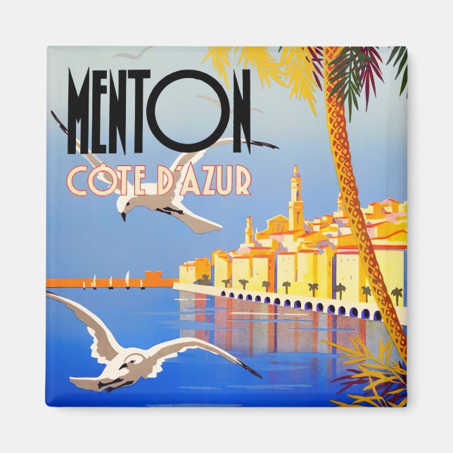 Menton France vintage travel Magnet (Front)