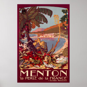 Menton France Vintage Travel Poster