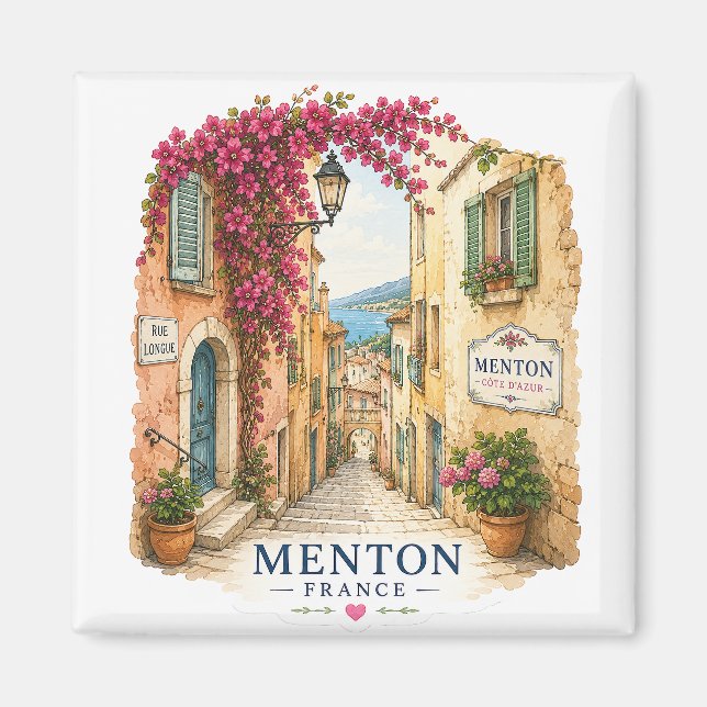 Menton French Riviera Magnet - Charming Old Town  (Front)