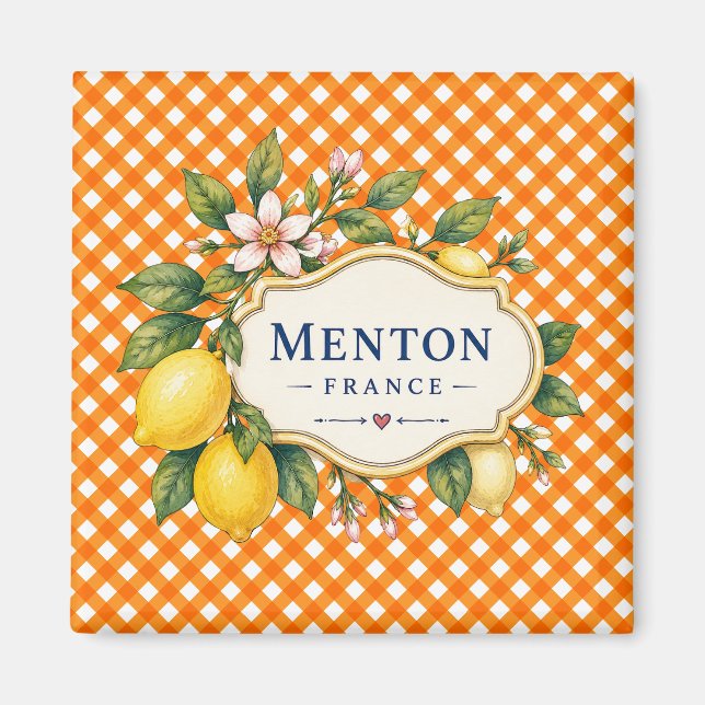 Menton French Riviera Magnet - Orange Lemon (Front)