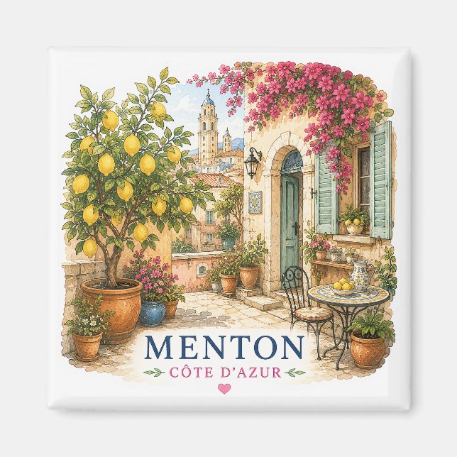 Menton French Riviera Magnet - Patio (Front)